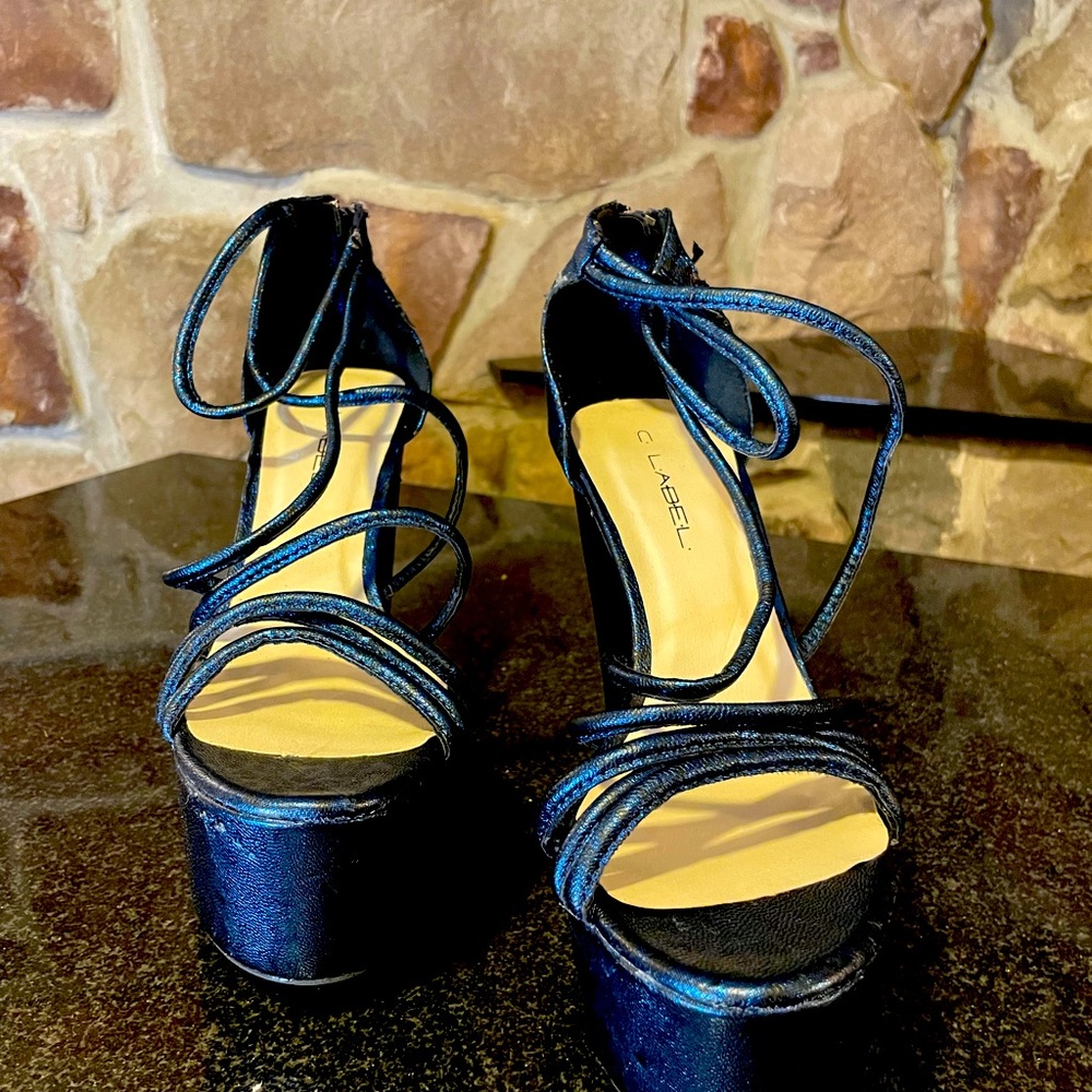 C Label blue strap heels size10